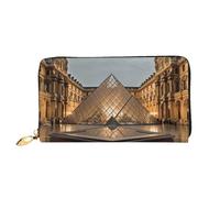 AABSTBFM Portefeuille en cuir imprimé Musée du Louvre à Paris pour homme et femme avec fermeture éclair, Noir , Taille unique, Moderne