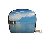 AABSTBFM Portefeuille en cuir synthétique imprimé pour fille en forme d'avion militaire pour homme et femme, Lac Léman, Taille unique, Moderne