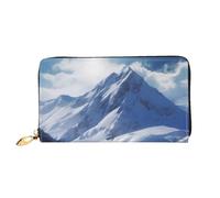 AABSTBFM Portefeuille long en cuir imprimé Snow Mountain pour homme et femme avec fermeture éclair, Noir , Taille unique, Moderne