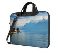 AABSTBFM Sac à bandoulière moderne pour ordinateur portable Motif cœurs, Lac Léman, 15.6 inch