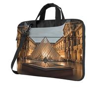 AABSTBFM Sac à bandoulière moderne pour ordinateur portable - Motif marbre imprimé - Pour affaires, voyages, école, bureau, Musée Louvre à Paris, 15.6 inch