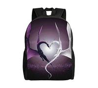 AABSTBFM Sac à dos d'école léger avec feuilles jaunes pour ordinateur portable de 15 pouces pour filles et garçons, Dragons violets et écrits, taille unique