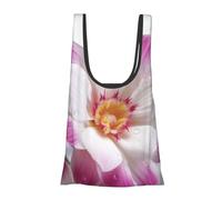 AABSTBFM Sac à provisions romantique avec imprimé plage - Sac d'épicerie réutilisable et imperméable - Grand sac fourre-tout - Sac à main de plage, Fleur rose et blanche., Taille unique