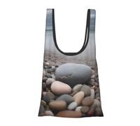 AABSTBFM Sac de courses pliable avec impression photo en bois de plage - Grand sac fourre-tout réutilisable et imperméable, Pierre de plage., Taille unique