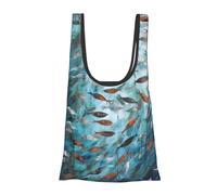 AABSTBFM Sac de courses pliable avec impression photo en bois de plage - Grand sac fourre-tout réutilisable et imperméable, Cabane de poisson abstrait, Taille unique