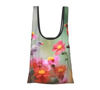 AABSTBFM Sac de courses pliable avec imprimé de livres - Sac d'épicerie réutilisable et imperméable - Grand sac fourre-tout - Sac fourre-tout - Sac de plage, Oiseau et fleur., Taille unique