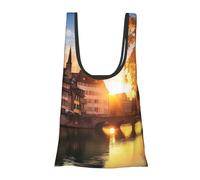 AABSTBFM Sac de courses pliable avec imprimé floral blanc - Grand sac fourre-tout réutilisable et imperméable - Sac fourre-tout - Sac de plage, Strasbourg Sundown, Taille unique