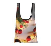 AABSTBFM Sac de courses pliable avec imprimé pierres colorées - Grand sac fourre-tout réutilisable et imperméable, Guirlande de Noël avec lumières, Taille unique