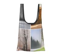 AABSTBFM Sac de courses pliable avec tiges de bambou - Motif cerises - Réutilisable et imperméable - Grand sac fourre-tout - Sac fourre-tout - Sac de plage, Toutes saisons, Taille unique