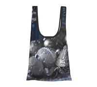 AABSTBFM Sac de courses pliable et réutilisable avec imprimé fleurs de montagne, motif coucher de soleil, grand sac fourre-tout, sac à main, sac de plage, Décoration de Noël argentée, Taille unique