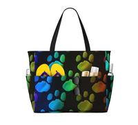 AABSTBFM Sac fourre-tout de plage avec dictons - Réutilisables - Pour le travail, l'école, les voyages, la plage, Patte de chien arc-en-ciel, Taille unique