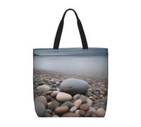 AABSTBFM Sac fourre-tout réutilisable avec fermeture éclair et motif papillons, narcisses, fleurs, pour le travail, l'école, les voyages, la plage, Pierre de plage., Taille unique