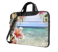 AABSTBFM Sac pour ordinateur portable imprimé galaxie espace - Sac moderne à bandoulière pour ordinateur portable - Pour affaires, voyages, école, bureau, Fleur de mer Rose Lys, 14 inch