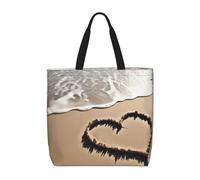 AABSTBFM Sacs fourre-tout réutilisables en métal avec fermeture éclair - Motif rose - Pour le travail, l'école, les voyages, la plage, Symbole d'amour sur la plage, Taille unique