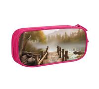 AABSTBFM Trousse à crayons avec fermeture éclair et pont en bois - Grande capacité - Pour l'école, le bureau, les voyages, rose, Taille unique, Cartable