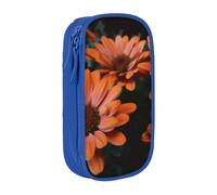 AABSTBFM Trousse à crayons avec fermeture éclair - Grande capacité - Motif chrysanthème orange - Pour l'école, le bureau, les voyages - Noir, bleu, Taille unique, Cartable
