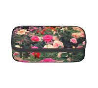 AABSTBFM Trousse à crayons avec fermeture éclair pour l'école, le bureau et les voyages Motif aquarelle de fleurs et herbes, Roses Garden, Taille unique, Cartable