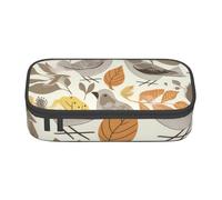 AABSTBFM Trousse à crayons avec fermeture éclair pour l'école, le bureau et les voyages Motif papillons et narcisses, Oiseaux et feuilles, Taille unique, Cartable