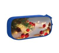 AABSTBFM Trousse à crayons avec guirlande de Noël avec lumières imprimées avec fermeture éclair, noir, grande capacité pour l'école, le bureau, les voyages, bleu, Taille unique, Cartable