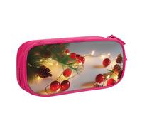 AABSTBFM Trousse à crayons avec guirlande de Noël avec lumières imprimées avec fermeture éclair, noir, grande capacité pour l'école, le bureau, les voyages, rose, Taille unique, Cartable