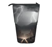 AABSTBFM Trousse à crayons avec imprimé de fleurs blanches - Trousse télescopique sur pied et trousse de maquillage pour l'école, le bureau, les voyages, Paysage tonnerre, Taille unique, Cartable