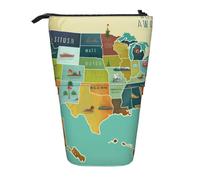 AABSTBFM Trousse à crayons avec imprimé de fleurs blanches - Trousse télescopique sur pied et trousse de maquillage pour l'école, le bureau, les voyages, Carte des États-Unis Seashore, Taille unique