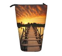 AABSTBFM Trousse à crayons avec imprimé de fleurs blanches - Trousse télescopique sur pied et trousse de maquillage pour l'école, le bureau, les voyages, Coucher de soleil Superbe pont sur le, Taille