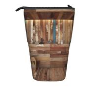 AABSTBFM Trousse à crayons avec motif coucher de soleil et fleur de montagne - Trousse télescopique sur pied et trousse de maquillage pour l'école, le bureau, les voyages, Étable en bois, Taille