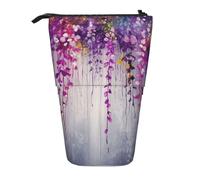 AABSTBFM Trousse à crayons avec tiges de bambou et cerise - Trousse télescopique sur pied et trousse de maquillage pour l'école, le bureau, les voyages, Fleur pleureuse violette abstraite, Taille