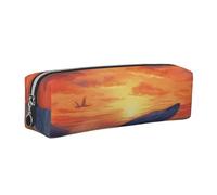 AABSTBFM Trousse à crayons carrée imprimée baleine coucher de soleil mignon en cuir doré fermeture éclair pour l'école, le bureau et les voyages, Argenté., Taille unique, Cartable