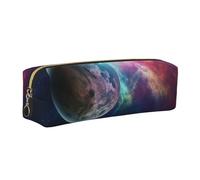 AABSTBFM Trousse à crayons carrée imprimée galaxie lune espace mignon cuir doré fermeture éclair trousse à crayons pour l'école, le bureau et les voyages, doré, Taille unique, Cartable