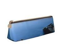 AABSTBFM Trousse à crayons classique en cuir avec motif floral tourbillonnant et triangle mignon avec fermeture éclair pour l'école, le bureau et les voyages, Mer calme et rochers, Taille unique