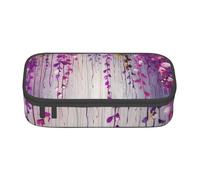 AABSTBFM Trousse à crayons en bambou avec imprimé cerises et tiges de bambou - Grande capacité - Avec fermeture éclair - Pour l'école, le bureau et les voyages, Fleur pleureuse violette abstraite