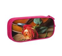 AABSTBFM Trousse à crayons en bois avec imprimé violon et rose avec fermeture éclair, grande capacité pour l'école, le bureau, les voyages, rose, Taille unique, Cartable