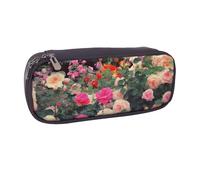 AABSTBFM Trousse à crayons en cuir avec imprimé aquarelle d'herbes et fleurs - Trousse multifonction pour l'école, le bureau et les voyages, Roses Garden, Taille unique, Cartable