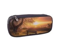 AABSTBFM Trousse à crayons en cuir avec imprimé rose métallique - Trousse multifonction et trousse de maquillage pour l'école, le bureau et les voyages, Lonely Bench Sunset, Taille unique, Cartable