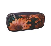 AABSTBFM Trousse à crayons en cuir avec inscription « Donut » avec inscription « Pink Word » - Multifonction - Pour l'école, le bureau et les voyages, Chrysanthème orange, Taille unique, Cartable