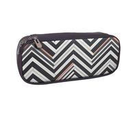 AABSTBFM Trousse à crayons en cuir avec lignes en zigzag - Trousse multifonction pour l'école, le bureau et les voyages, Lignes en zigzag, Taille unique, Cartable