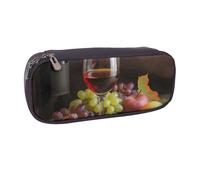 AABSTBFM Trousse à crayons en cuir avec lignes en zigzag - Trousse multifonction pour l'école, le bureau et les voyages, Verre à vin et fruits, Taille unique, Cartable