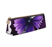 AABSTBFM Trousse à crayons en cuir avec motif de castor - Motif triangle - Avec fermeture éclair - Pour l'école, le bureau et les voyages, Papillon violet, Taille unique, Cartable