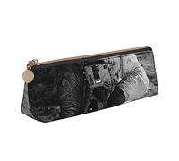 AABSTBFM Trousse à crayons en cuir avec motif de castor - Motif triangle - Avec fermeture éclair - Pour l'école, le bureau et les voyages, Astronaute lunaire, Taille unique, Cartable