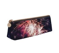 AABSTBFM Trousse à crayons en cuir avec motif de castor - Motif triangle - Avec fermeture éclair - Pour l'école, le bureau et les voyages, Explosion feu d'artifice 3D., Taille unique, Cartable