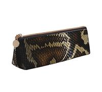 AABSTBFM Trousse à crayons en cuir avec motif de castor - Motif triangle - Avec fermeture éclair - Pour l'école, le bureau et les voyages, Peau de serpent, Taille unique, Cartable