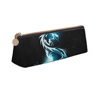 AABSTBFM Trousse à crayons en cuir avec motif de castor - Motif triangle - Avec fermeture éclair - Pour l'école, le bureau et les voyages, dragon, Taille unique, Cartable