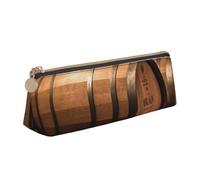 AABSTBFM Trousse à crayons en cuir avec motif de lignes en zigzag avec fermeture éclair pour l'école, le bureau et les voyages, Récipient en chêne de vin, Taille unique, Cartable