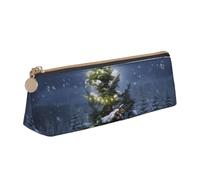 AABSTBFM Trousse à crayons en cuir avec motif de lignes en zigzag avec fermeture éclair pour l'école, le bureau et les voyages, Sapin de Noël d'hiver, Taille unique, Cartable