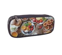AABSTBFM Trousse à crayons en cuir avec motif papillons et fleurs de narcisse, trousse multifonction pour l'école, le bureau et les voyages, Beau petit déjeuner, Taille unique, Cartable
