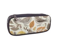 AABSTBFM Trousse à crayons en cuir avec motif papillons et fleurs de narcisse, trousse multifonction pour l'école, le bureau et les voyages, Oiseaux et feuilles, Taille unique, Cartable