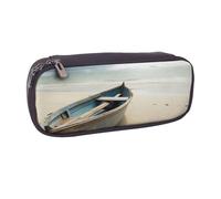 AABSTBFM Trousse à crayons en cuir avec motif papillons et fleurs de narcisse, trousse multifonction pour l'école, le bureau et les voyages, Bateau sur la plage., Taille unique, Cartable