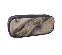 AABSTBFM Trousse à crayons en cuir avec motif papillons et fleurs de narcisse, trousse multifonction pour l'école, le bureau et les voyages, Tableau bois plage, Taille unique, Cartable